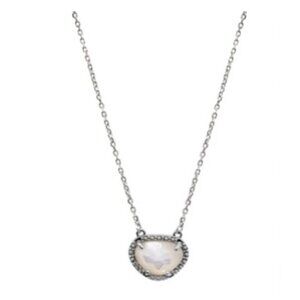 NEW ADORNIA FINE Sterling Silver Pearl Birthstone Halo Pendant Necklace